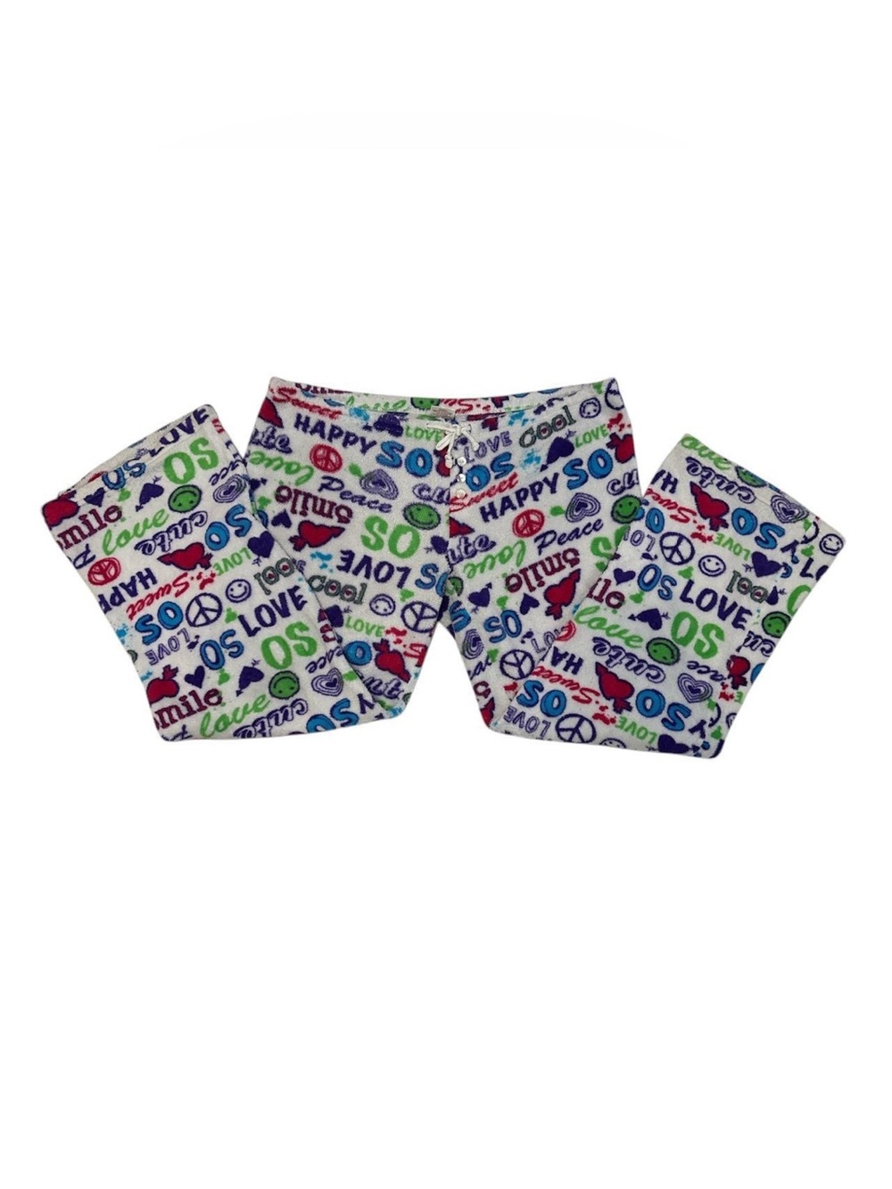 2010s Peace Sign Y2k Colorful Kidcore Fleece Pajama Pants